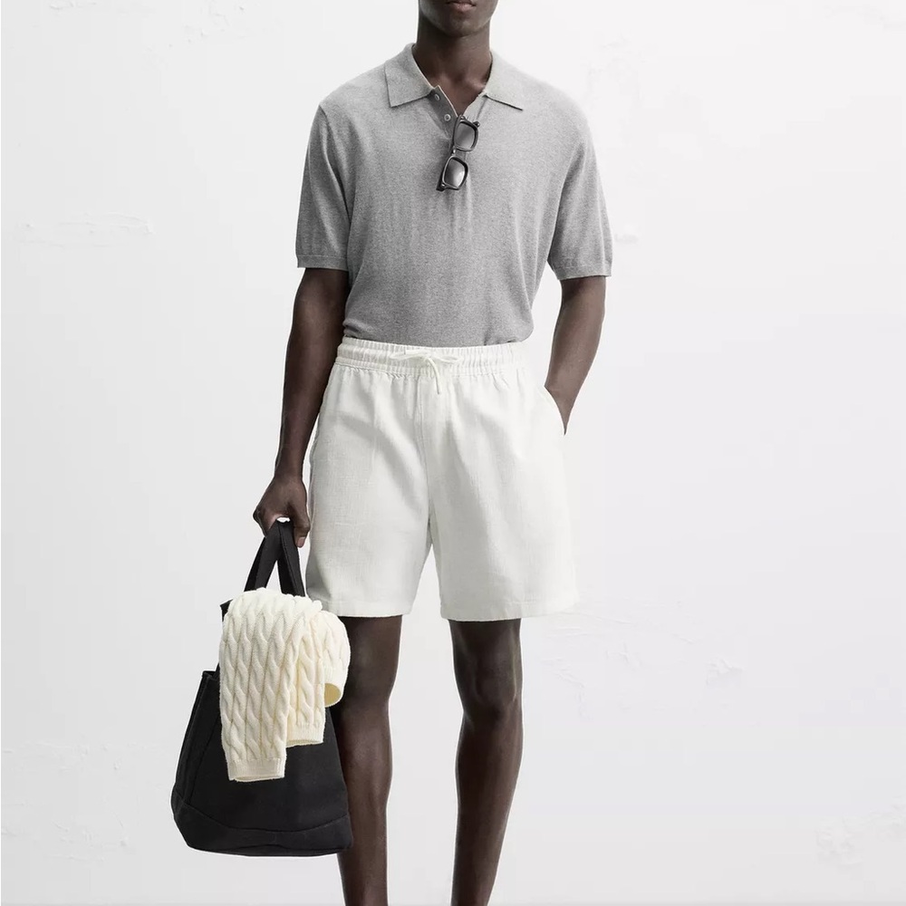 Zara Textured Regular Fit Shorts